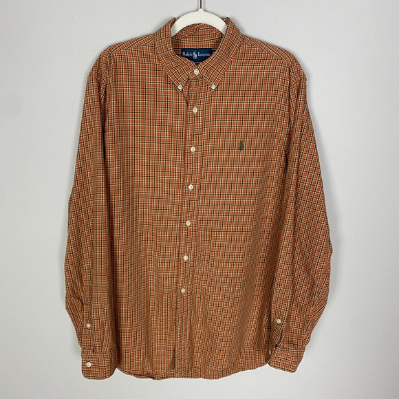 Ralph Lauren Other - Ralph Lauren Plaid Button Down Shirt Mens XL Orange Green Long Sleeve Preppy